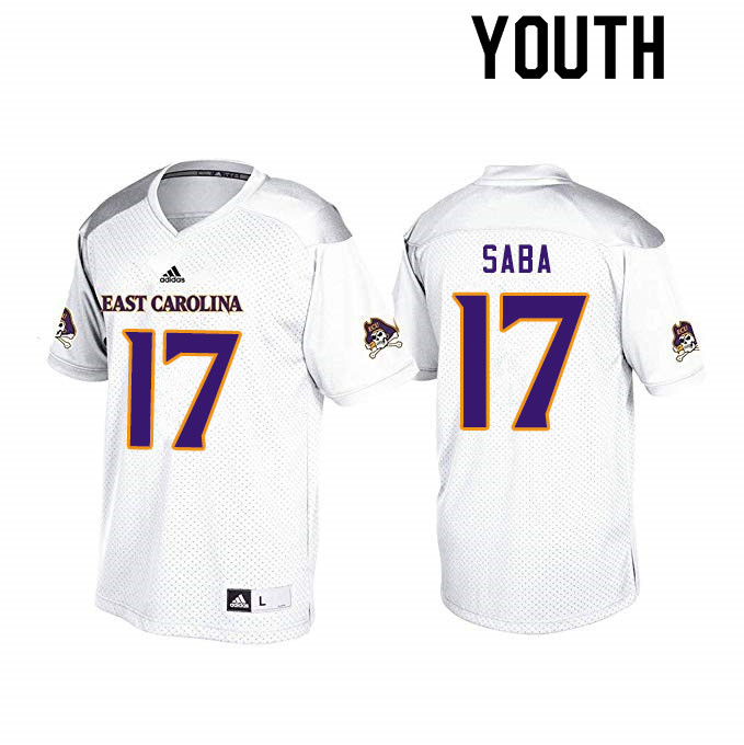 Youth #17 Warren Saba ECU Pirates College Football Jerseys Sale-White